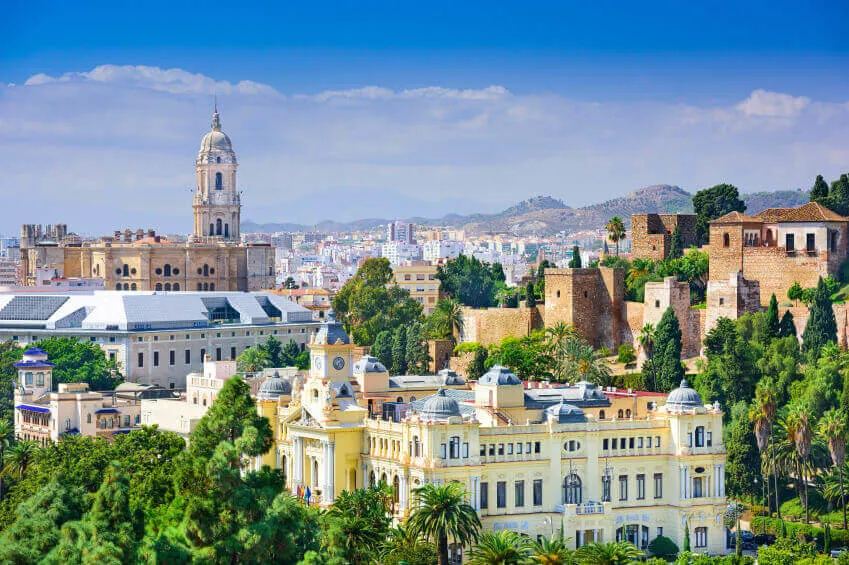 A picturesque view of city buildings in Andalucia, Malaga.