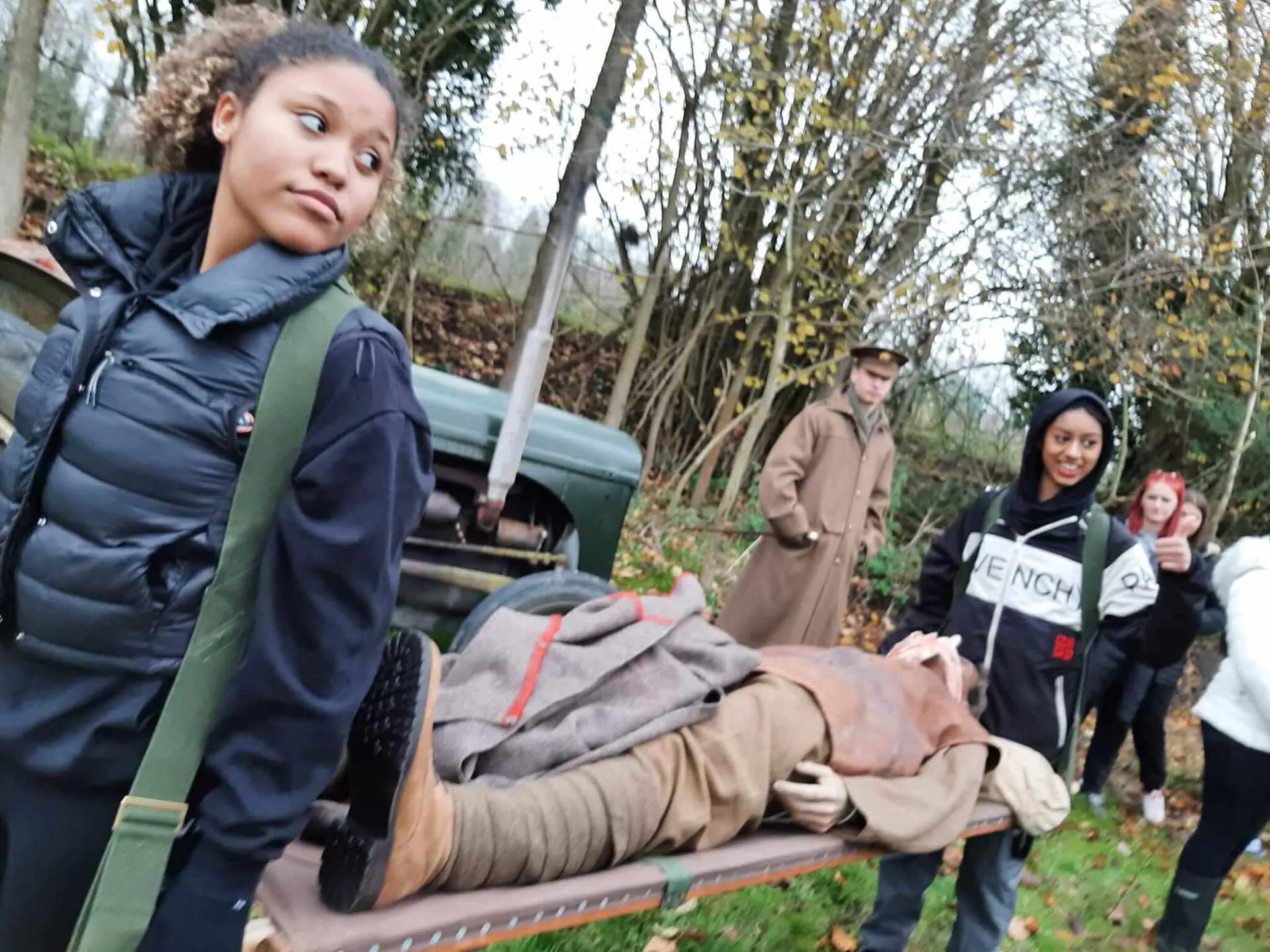 Stretcher Demonstration - Great War Huts, Suffolk, UK Image