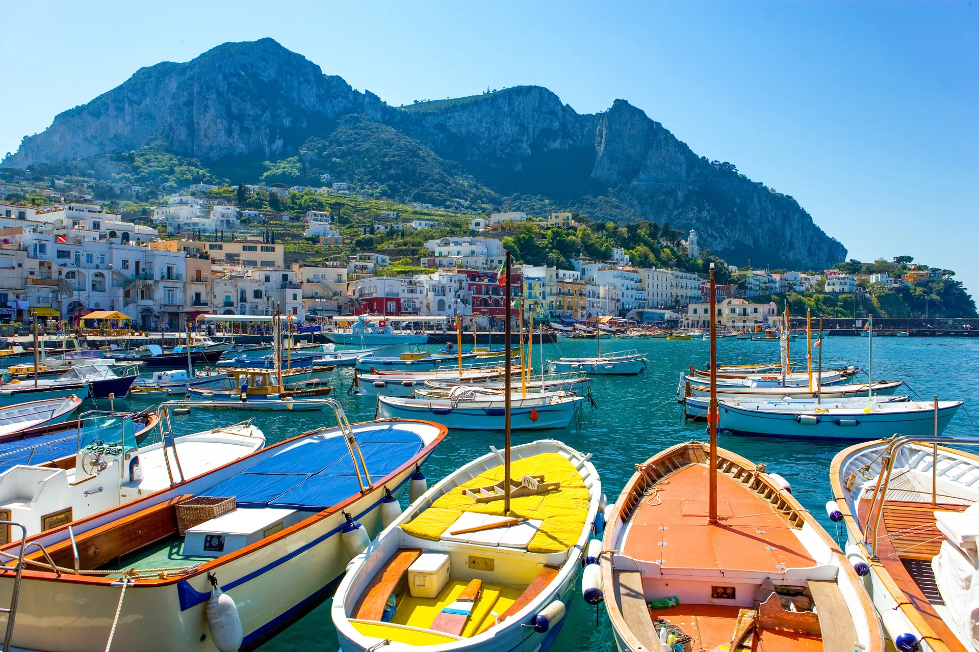 Boats docked up on the bay of Naples.