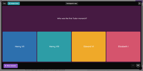 A screenshot of Quizizz in use as an AI learning  tool.