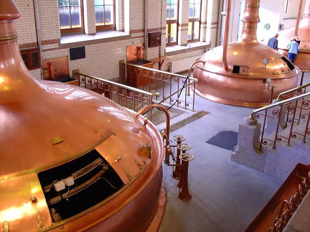 Two large vats in a distillery in Barcelona, Spain.