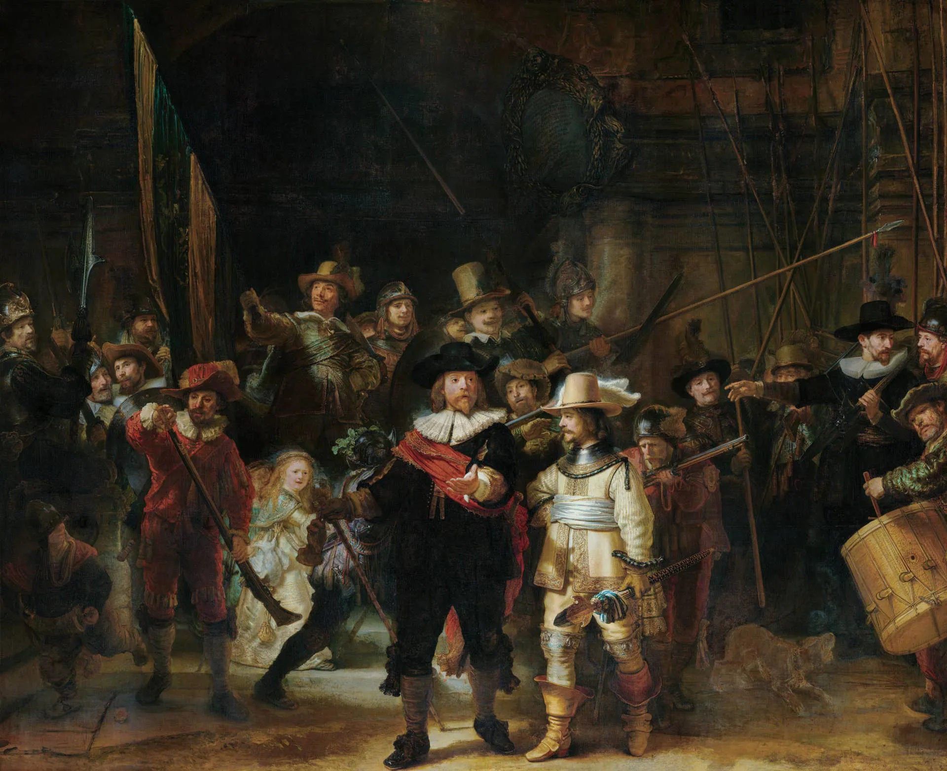 Rembrandt's The Shooting Company at the Rijksmuseum in Amsterdam.