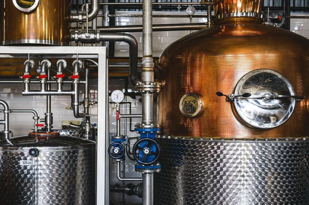 An image of tanks and pumps in a brewery in Berlin, Germany.